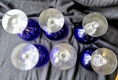 6 Vintage Morgantown Cobalt Ritz Blue Golf Ball Champagne Sherbet Glasses