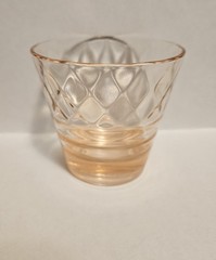 Pink Depression Glass Tumbler Diamond Optic & Ribbed Design 3.25″H 3.50″D