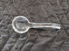 Vintage Cut Glass Mayonnaise Bowl w Ladle Etched Floral Design