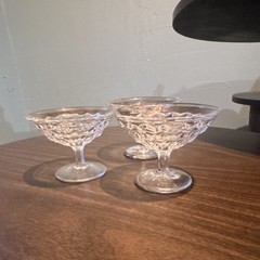 Set of 3 Clear Decorative Glass Cocktail Coupe Glasses, Stemmed