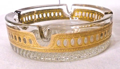 Vintage Glass Gold Inlay Ashtray, 6″