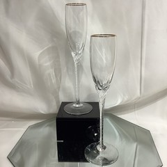 Lenox 9.5” Encore Gold Fluted Champagne Elegant Crystal Swirl – Set of 2 EUC