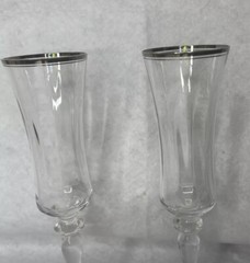 MIKASA Jamestown Clear (Platinum Trim) Champagne/Tall Sherbet/Fluted Champagne 2