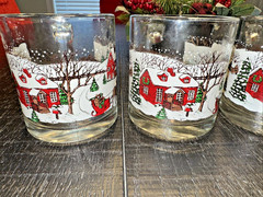 4 Libbey Currier & Ives Winter Scene Mugs Vintage Made In USA