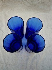 Anchor Hocking Essex Cobalt Blue 10 Panel 16 oz 6 3/8″ Tall Tumblers Set of 4