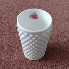 Fenton Hobnail White Milk Glass Tumbler label inside original price label bottom