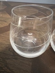 Mikasa Crystal Cheers Stemless Wine Glasses Lot Of 4 Mikasa Cheers Etched Signed