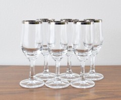 Set Of 6 Silver Rimmed Shot Liquor Glasses 4-3/4″ tall 3 fl oz