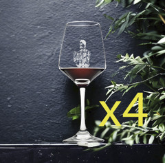 Boxer Wine Glasses x4 Premium 12 Oz Personalize Tattoos Vintage Retro NEW