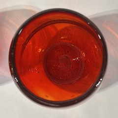 Pair Hand Blown Ruby Red Art Glass Tumblers 4″ Studio Glass Bubble Pontil Bottom