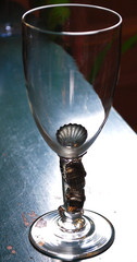 RARE Hand Blown DOUBLE NAUTILUS Water Goblet BOB CROOKS Signed British ART GLASS