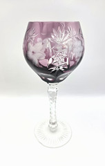 Bohemian Cut to Clear Crystal Wine Goblets Ajka Marsala Grape Blue Red Purple!