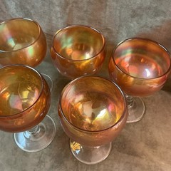 Vintage 1920s Fenton art glass Marigold carnival beer goblet a lot of five