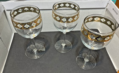Vintage MCM Barware Culver Valencia 22K Gold Band 5.75 in Wine Glass