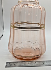 Antique Pink Depression Decanter Original Stopper Gold Trim 12 1/2”