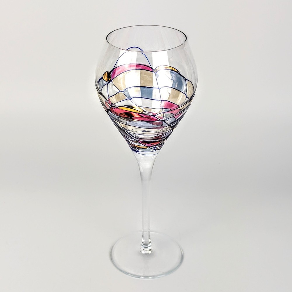 Euroglass Milano Romanian Mosaic Stained Long Stem Wine Glass [Discontinued]