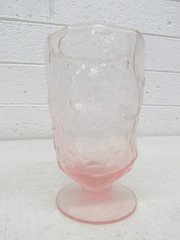 Seneca Glass Pink Clear Driftwood Crinkle 5″ Footed Tumbler Glasses Set of 4