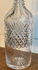 ABP Cut Crystal Whiskey Bottle-Strawberry, Diamond, Fan with Sterling Stopper