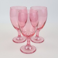 Libbey Premiere Pink Iced Tea Glasses 7″ Stemmed Goblets Set of 3