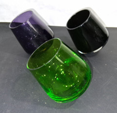Vintage Roly Poly Shot Glasses Schnapps Cups Mugs Green Purple Black Set of 3