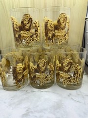 Vintage Lions Pride Family Old Fashioned Double Rocks Tumblers Set 9 Tastesetter