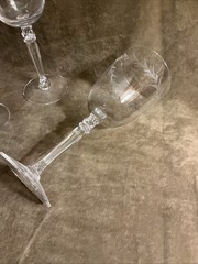 Vintage 1940s Fostoria glass Company Holly cut pattern stem 6030 Lot 3 Goblets