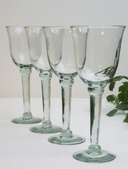 Set of 4 La Mediterranea Sea Green Wine Water Goblets Hand Blown 12 oz EUC