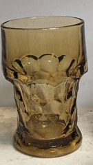 4 MCM Vintage Anchor Hocking Georgian Amber Topaz Bar Tumbler Glasses Honeycomb
