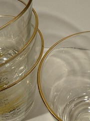 MCM Set Of 6 Beautiful Rocks Glasses With Gold Rims And Wheat/flower Design
