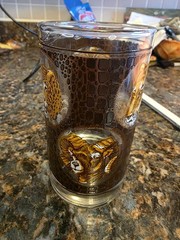 Vtg Libbey African Safari Animals Textured Highball Glass Flat Tumbler Set of 8