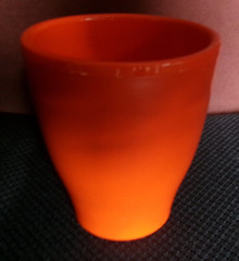 Bright Orange MCM Stacking Ceramic Tumbler Made In Germany 10 Oz 4-3/8″ high OF1