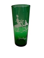 Vintage Anchor Hocking Green Glasses (2) The Hansom & Gas Buggy 6 ½” Tall Hiball