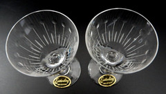2 VINTAGE EASTERLING BELGIUM VERTICAL LINES CRYSTAL APERITIF OR SHOT GLASSES