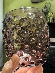 Vintage Amethyst Hobnail Glass Tumblers/RETRO BARWARE! Glows Green (Manganese)
