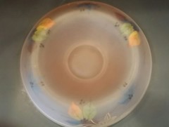 Rare Tiffin Glass Pink Satin Handpainted Compote Art Deco Back Painted & Gilded