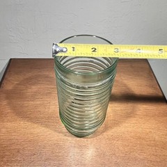 Vintage Anchor Hocking Green Glass Tumbler With Raised Rings Ribbed 16 Oz
