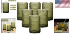 Elegant Vintage Glass Tumblers Set of 6 – 15 oz Dishwasher Safe for Parties