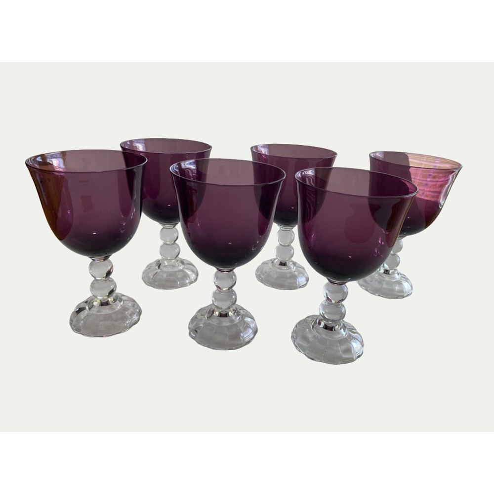 6 Fostoria American Lady Amethyst Water Goblets
