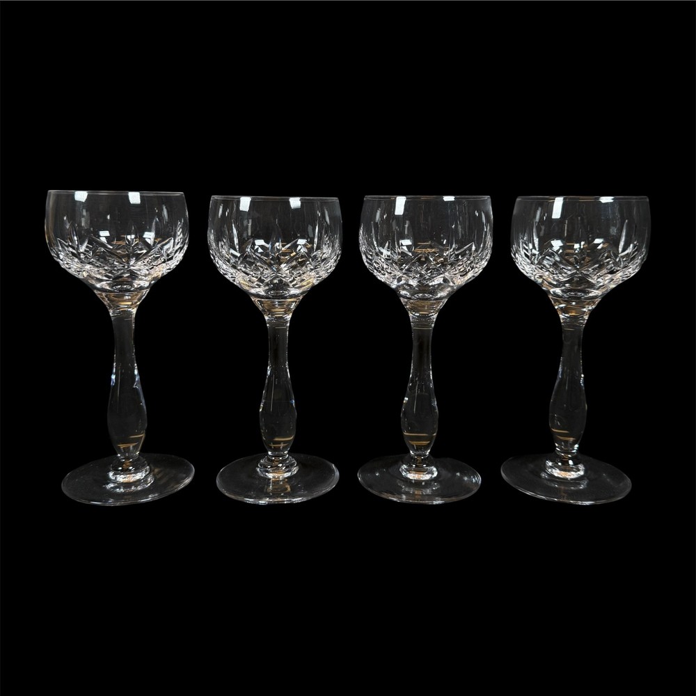 Lot of 4 Stuart Carlingford England Cut Crystal Glass Hock Glasses 7″