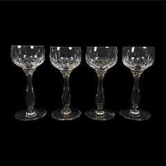 Lot of 4 Stuart Carlingford England Cut Crystal Glass Hock Glasses 7″