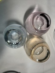 3 Iridescent Roly Poly Stemless Glasses Vintage Barware Gold Blue Purple 16oz