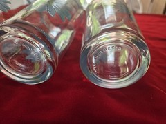 VTG Retro KIG Glassware Tumbler Drinking Glass Flower & Blue Line Border 6” (4)