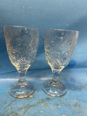 Vintage Never Used Set Of Crystal Glasses With Designs They Weigh 1 Pound Each