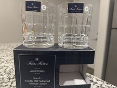 Brooks Brothers Set of 2 Double Old Fashioned Whisky Glasses European Crystal