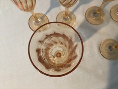 Set Of 6 Amber Gold Swirl Pattern Champagne Flutes
