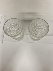 Vintage Pressed Glass Tumblers Diamond Lattice Pattern Juice Rocks Glasses