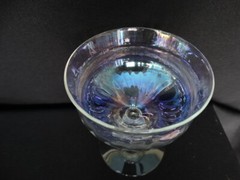 MCM West Virginia Glass Iridescent Lustre Optic Low Sherbet Champagne Stem 40