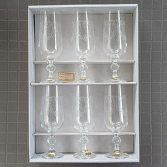 Vintage NIB: Six (6) CHAMPAGNE FLUTE GLASSES; CASCADE Bohemia Fine Lead Crystal