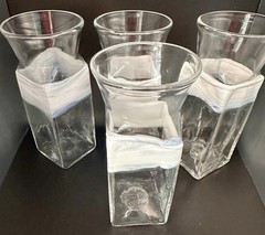 4 William Salas Studio Art Glass Highball Tumblers Signed Hand Blown MCM Bar