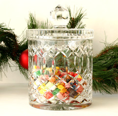Vintage Crystal Lidded Canister Covered Candy Jar